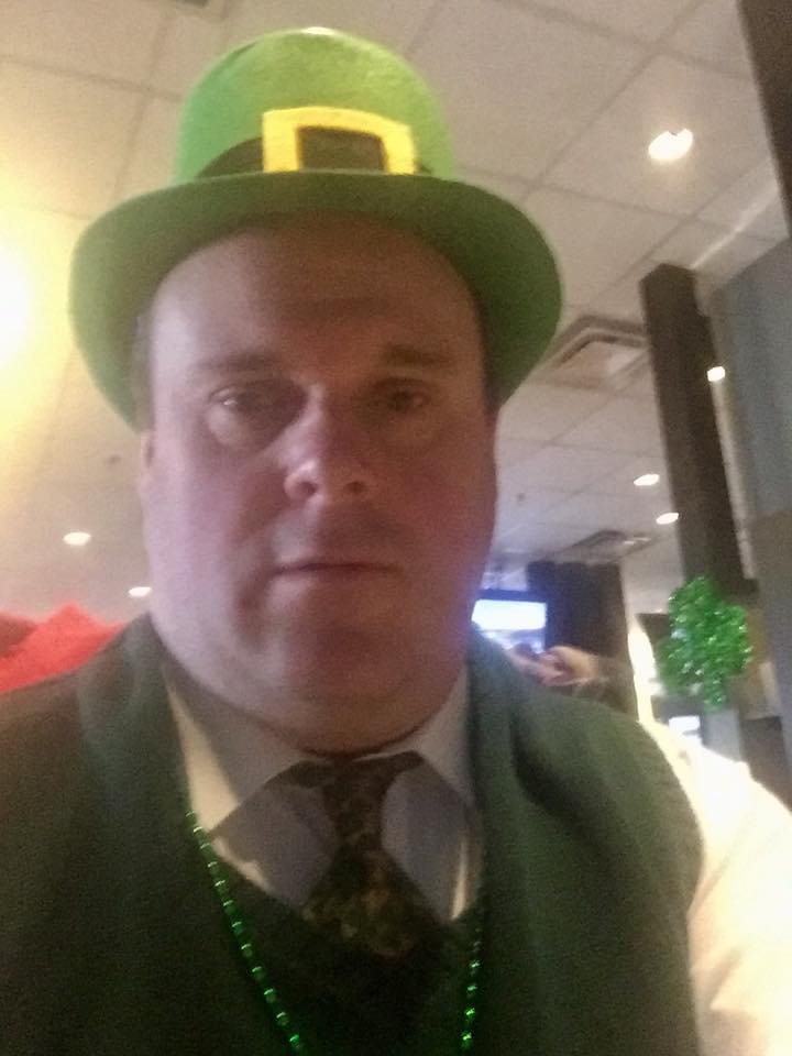 Picture of Mark Titus with green Irish hat and green vest 