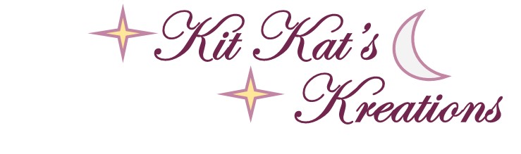 Kit Cat's Creations Logo with two light purple stars outline and the center color is yellow a and moon on the right